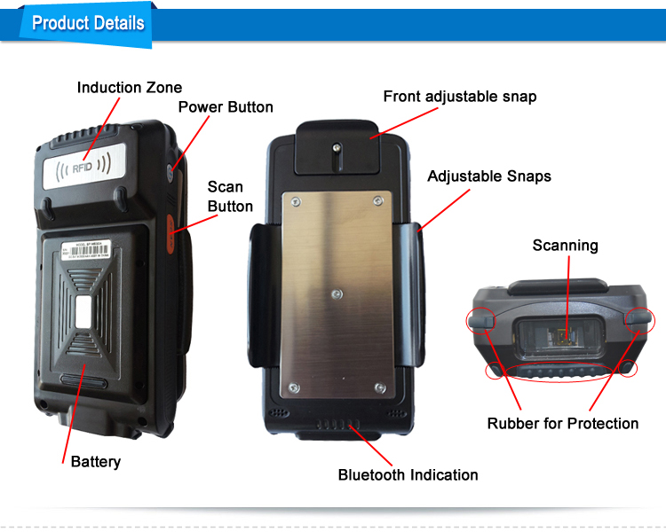 High quality Bluetooth RFID Scanner can buit-in 1D/ 2D barcode reader for warehouse management