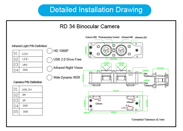 RD34 RGB 얼굴 인식 카메라 모듈